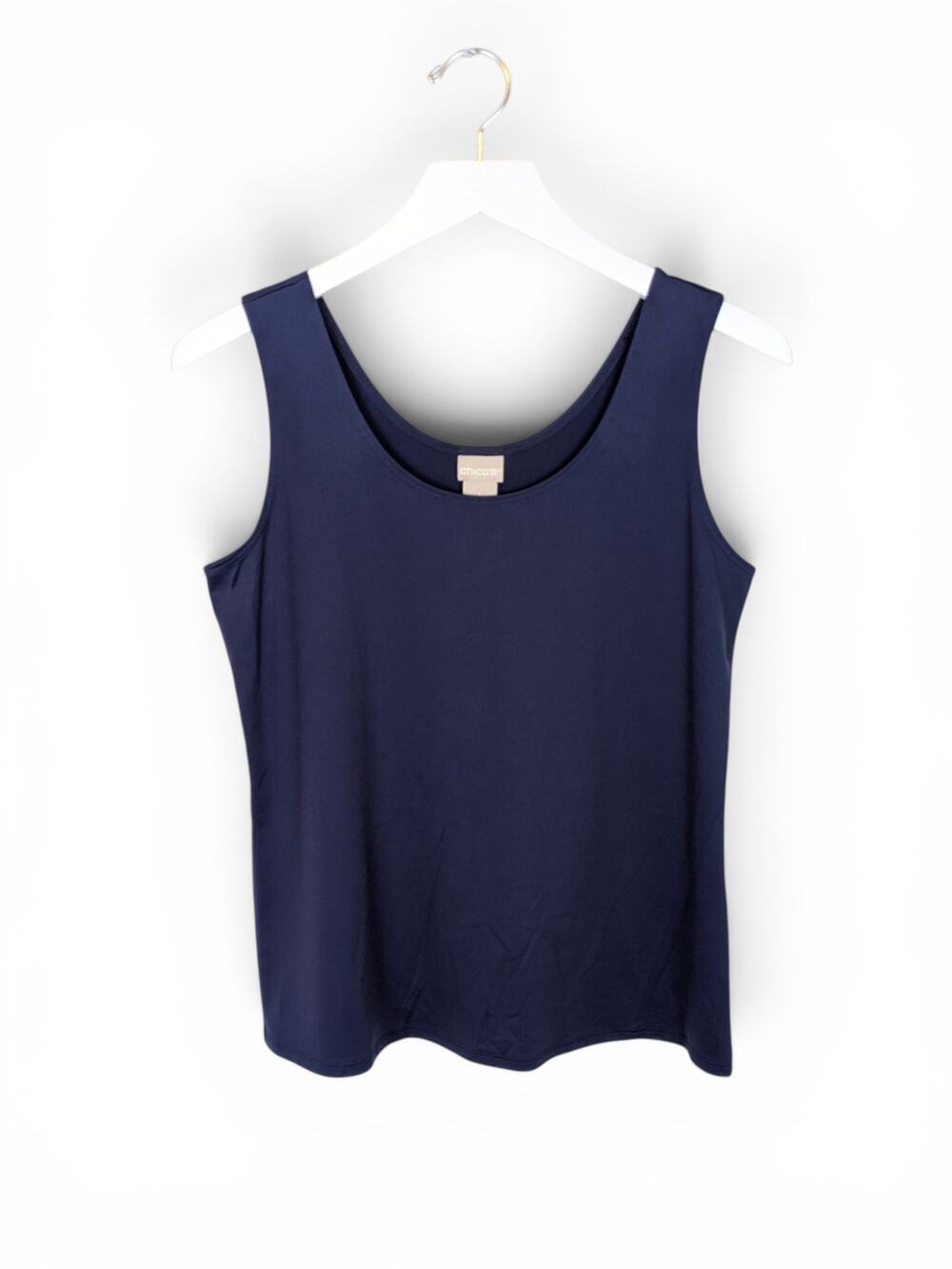 CHICO'S Knit Tank Top Navy Blue Stretch 4501976122 - Size M (Chico's 1)